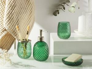 Set accessoires de salle de bain CANOA Vert - Argenté - Verre - 11 x 17 x 11 cm