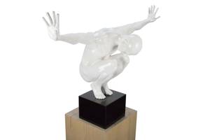 Sculpture moderne Équilibre Blanc - Pierre artificielle - Matière plastique - 80 x 61 x 33 cm