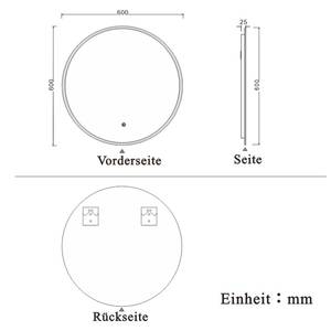 AICA Rund LED Badspiegel 17X 60 x 60 cm