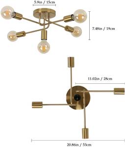 Deckenleuchte Kurve C Gold - Metall - 50 x 20 x 55 cm