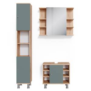 Salle de bains Fynn (3 éléments) Vert - Imitation chêne - 80 x 190 x 32 cm