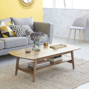 Couchtisch FIFTIES Beige - Massivholz - 65 x 40 x 130 cm