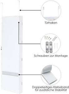 LED-Schmuckschrank Weiß - Holzwerkstoff - 9 x 120 x 37 cm