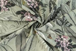 Vorhang grün Floral blickdicht Grün - Textil - 140 x 245 x 1 cm