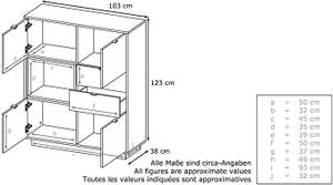 Highboard Metro mit Beleuchtung Beton Dekor - Hochglanz Weiß