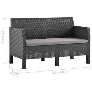 Garten-Lounge-Set (3-teilig) Grau - Kunststoff - 122 x 76 x 65 cm