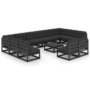 13-tlg. Garten-Lounge-Set mit Kissen Schwarz