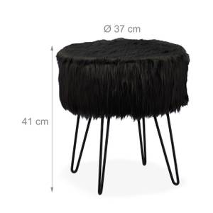 Tabouret 4 pieds fourrure noir Noir - Bois manufacturé - Métal - Matière plastique - 37 x 41 x 37 cm