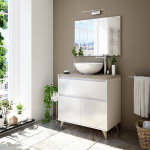 Sous-lavabo Berkeley Blanc et orme Blanc - Bois manufacturé - 79 x 46 x 80 cm