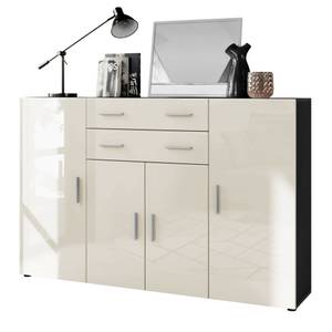 Highboard Aron Anthrazit - Hochglanz Cremeweiß