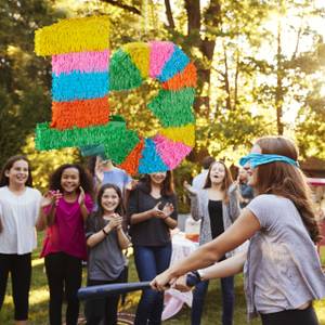 Pinata Geburtstag Zahl Grün - Hellrosa - Gelb