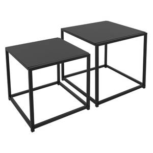 Set de 2 tables d'appoint Noir mat Noir - Métal - 40 x 40 x 40 cm