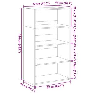 Highboard DE7318 Braun - Holzwerkstoff - 41 x 124 x 70 cm