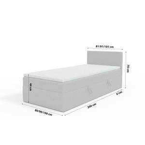 Einzelbett Boxspringbett Menorca Mini Hellgrau - Breite: 90 cm - Bettkasten rechts