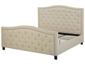 Lit double AUREL Beige - Textile - 194 x 144 x 216 cm