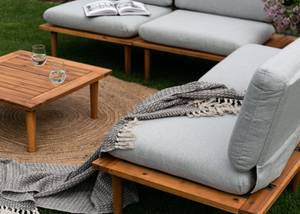 CAMPIONNA Gartenmöbel-Set Grau - Massivholz - Textil