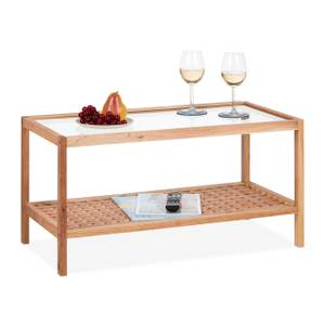 Beistelltisch Walnussholz mit Glasablage Braun - Holzwerkstoff - Glas - 80 x 40 x 40 cm