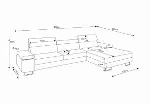 Ecksofa ANT-M Hellgrau - Weiß - Ecke davorstehend rechts