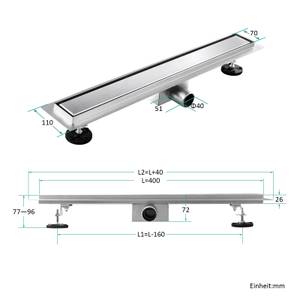 EMKE Duschrinne Bodenablauf 40cm Silber - Metall - 110 x 7 x 40 cm