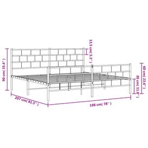 Metall Bettgestell 3030959-4 Schwarz - 198 x 207 cm