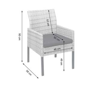 Poly-Rattan Sessel G12 (2er-Set) Schwarz - Grau - Metall - Kunststoff - Polyrattan - 56 x 90 x 58 cm