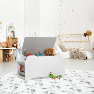 Spielzeugtruhe mit Bücherfächern Grau - Weiß - Holzwerkstoff - 84 x 48 x 43 cm