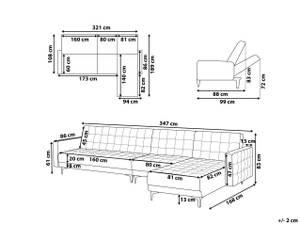 Canapé d'angle ABERDEEN Graphite - Gris - Argenté - Largeur : 347 cm