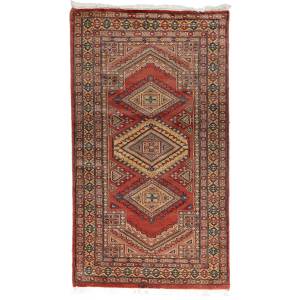 Tapis d'orient MULTAN 7 Rouge - Fourrure véritable - 90 x 15 x 165 cm