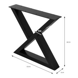 2 Stück Tischbeine X-Form Schwarz - Metall - 6 x 40 x 43 cm