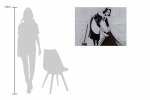 Acrylbild handgemalt Banksy's Housemaid Schwarz - Braun - Weiß - Massivholz - Textil - 100 x 75 x 4 cm