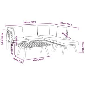 Garten-Lounge-Set Braun - Massivholz - Holzart/Dekor - 55 x 35 x 90 cm