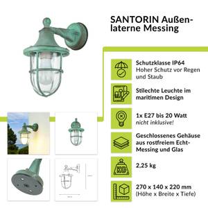 Wandleuchte SANTORIN Grün - Silber / Grau - Silbergrau - Durchscheinend