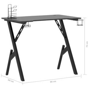 Gaming Schreibtisch Schwarz - Metall - Massivholz - 90 x 75 x 90 cm