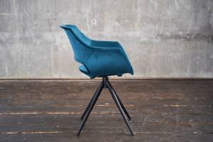 Chaise ZAJA, pivotante, Velvet Bleu pétrole