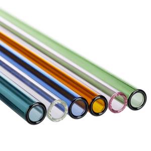 24 x Strohhalme Glas bunt 15 cm Blau - Grün - Orange - Glas - Metall - Textil - 4 x 15 x 1 cm