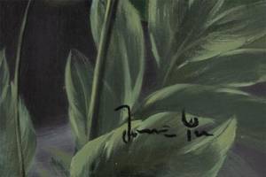 Tableau peint à la main Spell of Nature Noir - Bois massif - Textile - 60 x 90 x 4 cm