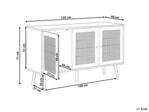 Sideboard PEROTE Braun - Gold - Rattan - 71 x 40 x 120 cm