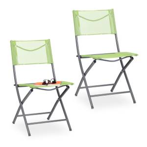 Klappbarer Gartenstuhl 2er Set grün Grün - Silber - Metall - Textil - 45 x 85 x 60 cm