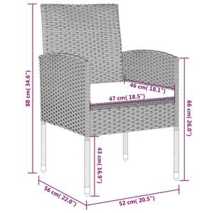 Garten-Essgruppe (5-teilig) 3013430-2 Schwarz - Weiß - Metall - 80 x 74 x 80 cm