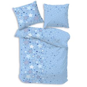Bettwäsche Sterne & Sternchen in Biber Blau - Weiß - Textil - 135 x 200 x 1 cm