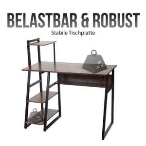 Schreibtisch mit Regal K68 Braun - Holzwerkstoff - Metall - 100 x 102 x 50 cm