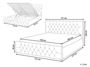 Lit double AMIENS Gris - Largeur : 151 cm