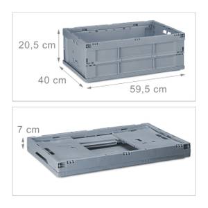 2 x Transport Klappbox Grau - Kunststoff - 60 x 21 x 40 cm