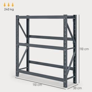 Getränkekistenregal 838-456V00GY Grau - Metall - 30 x 110 x 110 cm