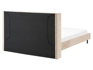 Lit double VILLETTE Beige - Noir - Largeur : 185 cm