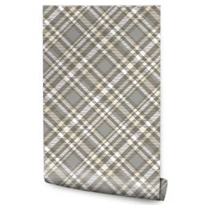 Tapete Tartan Geometrische Muster Beige - Grau - Weiß - Papier - Textil - 53 x 1000 x 1000 cm