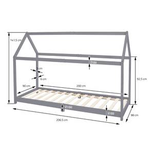 Kinderbett mit Lattenrost 90x200cm Hellgrau