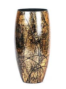 Handbemalte Glasvase Gold - Glas - 16 x 30 x 16 cm
