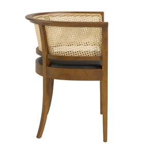 Stuhl aus Kunstleder Rattan und Walnuss Schwarz - Kunstleder - Textil - 70 x 77 x 54 cm