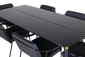 Essgruppe Pelle 2 (7-teilig) Schwarz - Massivholz - 90 x 75 x 190 cm